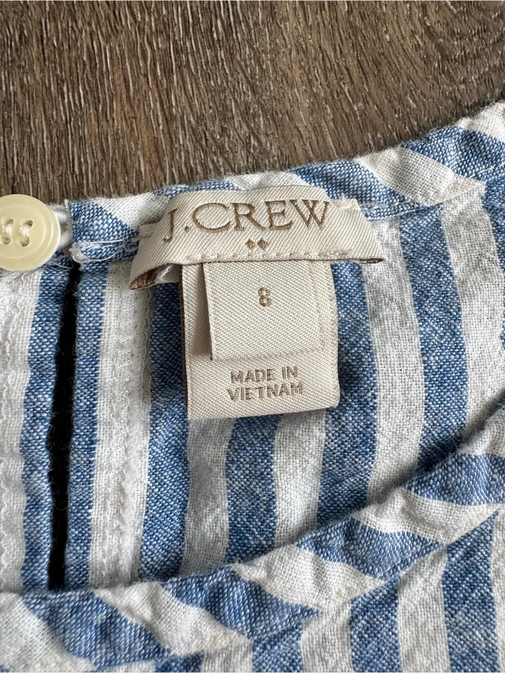 J. Crew Blue & White Linen Stripe Sleeveless Pocket Tank Women’s  Size 8